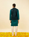 Manyavar Men Teal Blue Sequined Embroidered Jacket
