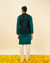 alt message - Manyavar Men Teal Blue Sequined Embroidered Jacket image number 3