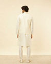 Manyavar Men Soft Cream Floral Jaal Patterned Jacket