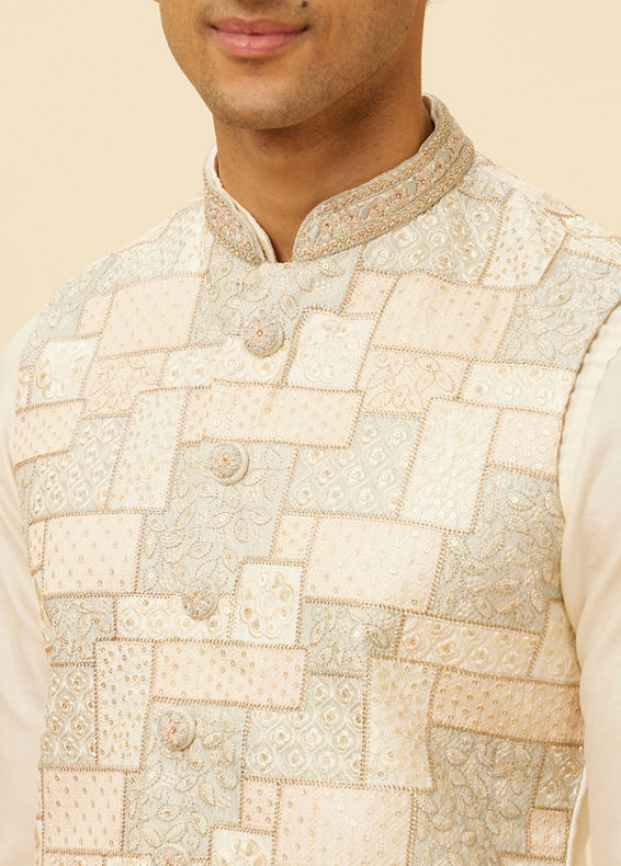 Manyavar Men Petal Pink Abstract Geometric Patterned Sequined Jacket