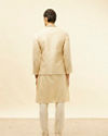 Manyavar Men Golden Cream Embellished Collar Jacket