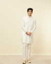 Manyavar Men Cream White Buta Patterned Jacket