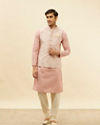 Manyavar Men Dusty Pink Floral Patterned Jacket