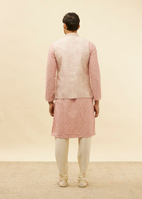 Manyavar Men Dusty Pink Floral Patterned Jacket image number 3