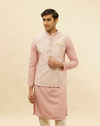 Manyavar Men Dusty Pink Floral Patterned Jacket