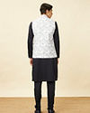 Manyavar Men Winter White Marble Printed Jacket