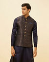 Navy Blue Imperial Trellis Patterned Jacket