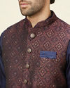 Manyavar Men Brick Red Imperial Patterned Jacket