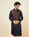 alt message - Manyavar Men Brick Red Imperial Patterned Jacket image number 0