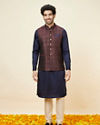 alt message - Manyavar Men Brick Red Imperial Patterned Jacket image number 2