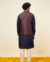 alt message - Manyavar Men Brick Red Imperial Patterned Jacket image number 3