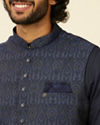 Manyavar Men Warm White Paisley Patterned Nehru Jacket