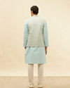 alt message - Manyavar Men Powder Blue Victorian Patterned Jacket image number 3