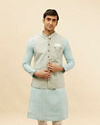 alt message - Manyavar Men Powder Blue Victorian Patterned Jacket image number 0