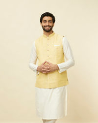 Manyavar Men Sand Yellow Medallion Patterned Jacket