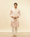 Manyavar Men Soft Pink Victorian Patterned Jacket