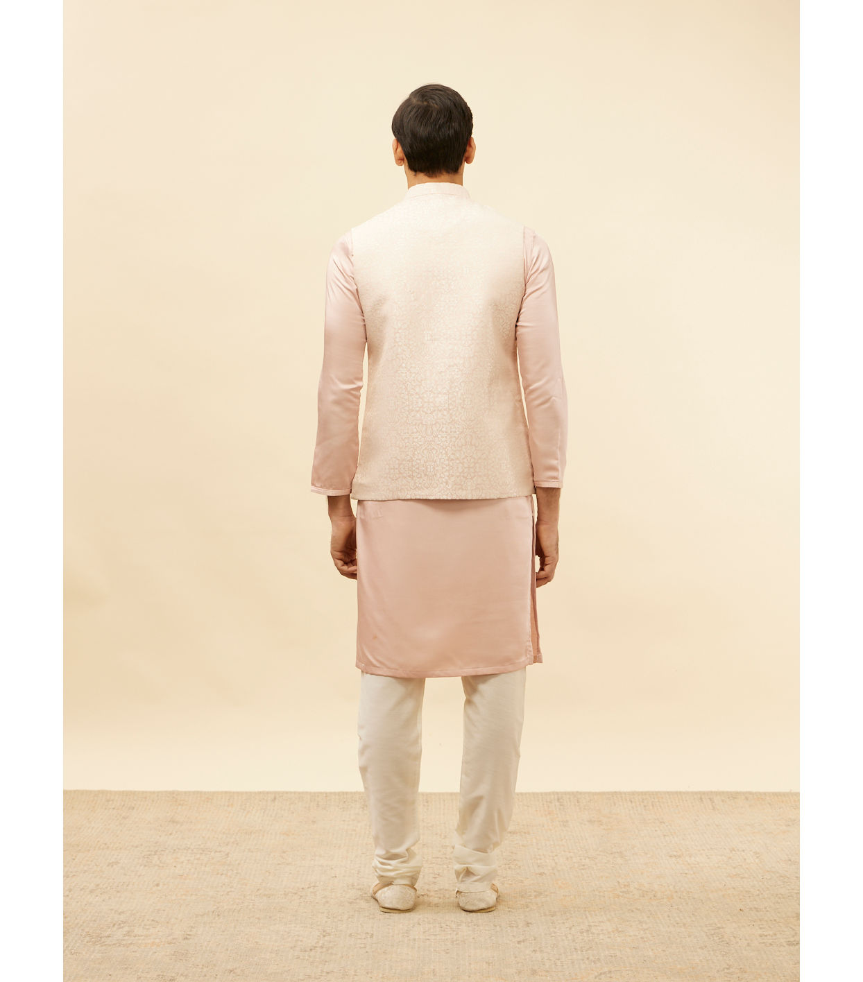 Manyavar Men Soft Pink Victorian Patterned Jacket