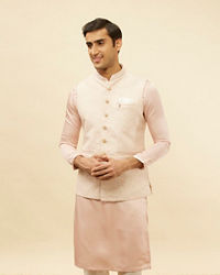 Manyavar Men Soft Pink Victorian Patterned Jacket