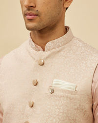 Manyavar Men Soft Pink Victorian Patterned Jacket