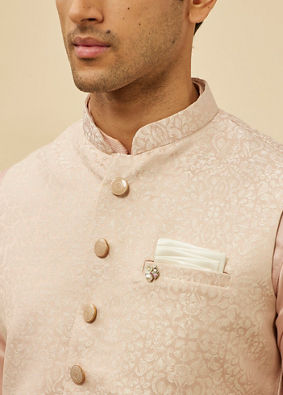 alt message - Manyavar Men Soft Pink Victorian Patterned Jacket image number 1