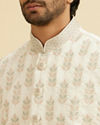 Manyavar Men Warm White Floral Jaal Patterned Jacket