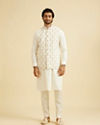 Manyavar Men Warm White Floral Jaal Patterned Jacket