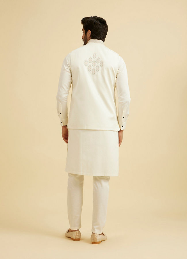 Manyavar Men Warm White Floral Jaal Patterned Jacket