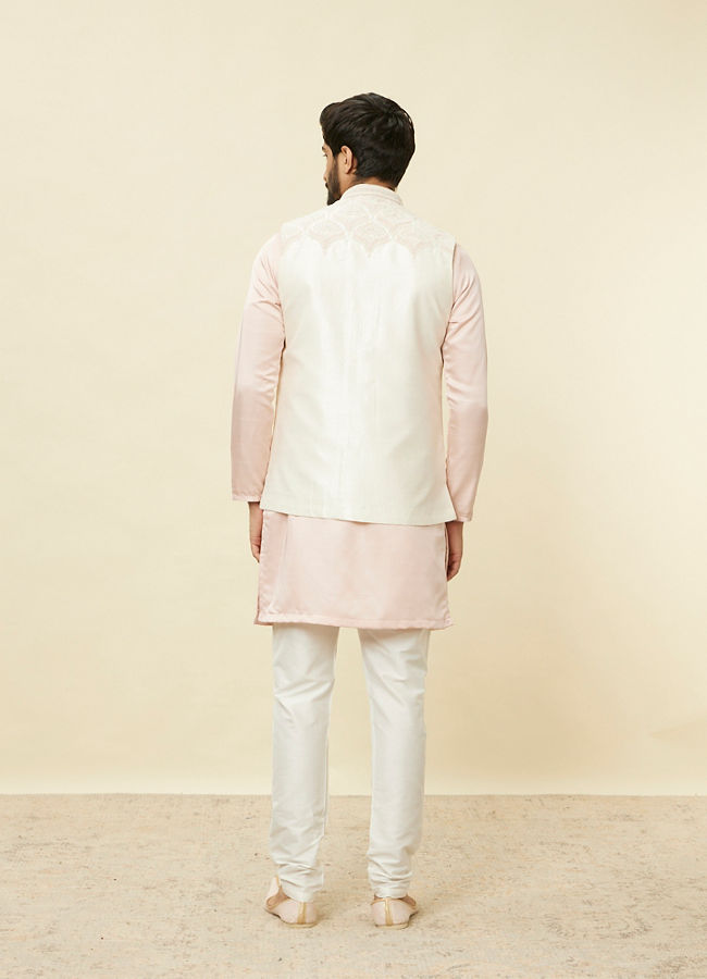 Manyavar Men Rosewater Pink Floral Patterned Jacket