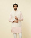 alt message - Manyavar Men Rosewater Pink Floral Patterned Jacket image number 0