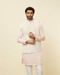 Manyavar Men Rosewater Pink Floral Patterned Jacket