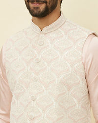 Manyavar Men Rosewater Pink Floral Patterned Jacket