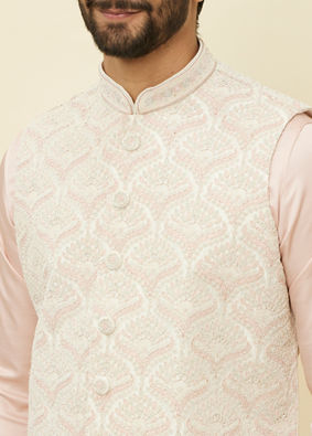 alt message - Manyavar Men Rosewater Pink Floral Patterned Jacket image number 1