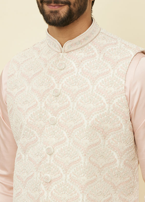 Manyavar Men Rosewater Pink Floral Patterned Jacket