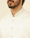 Manyavar Men Warm White Medallion Patterned Nehru Jacket