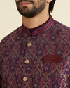 Manyavar Men Wine-Toned Opulent Nehru Jacket