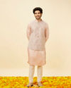 alt message - Manyavar Men Rose Pink Bel Buti Patterned Jacket image number 2