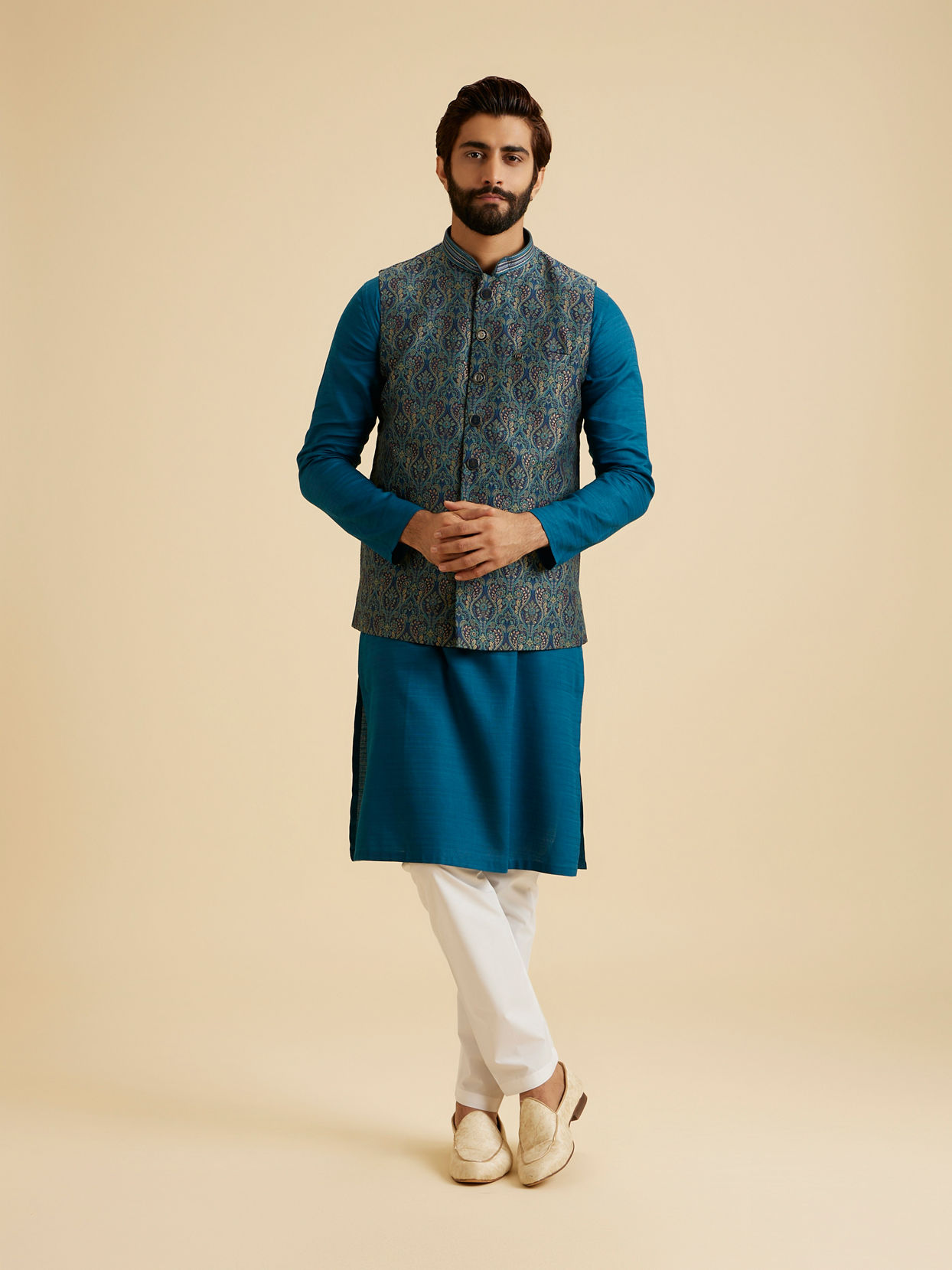 Manyavar Men Sun-Kissed Yellow Kurta