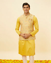 Manyavar Men Marigold Yellow Shankh Motif Jacket