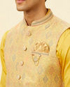 Manyavar Men Marigold Yellow Shankh Motif Jacket
