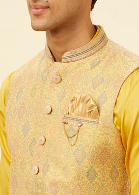 Marigold Yellow Shankh Motif Jacket image number 1