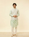 Manyavar Men Pistachio Green Buta Jaal Patterned Jacket