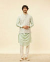 Manyavar Men Pistachio Green Buta Jaal Patterned Jacket image number 2