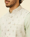 Manyavar Men Pistachio Green Buta Jaal Patterned Jacket