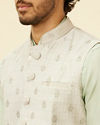 Manyavar Men Pistachio Green Buta Jaal Patterned Jacket image number 1