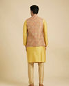 Manyavar Men Fawn Conch Shell Patterned Nehru Jacket image number 3