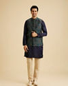 Manyavar Men Dark Blue Elegance Nehru Jacket