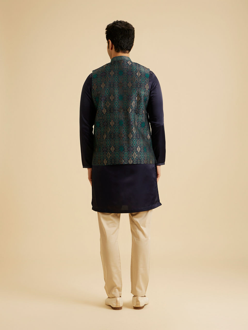 Manyavar Men Dark Blue Elegance Nehru Jacket