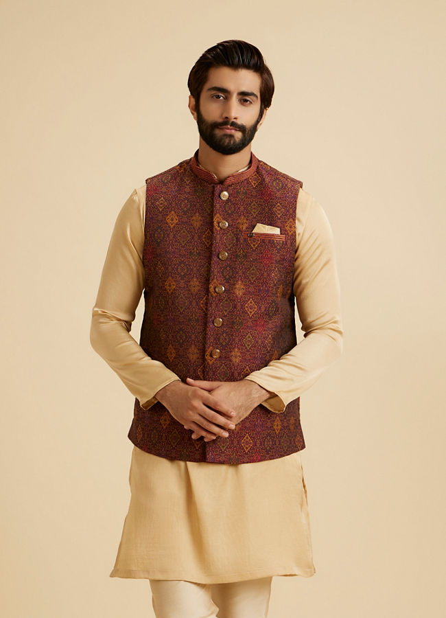 Manyavar Men Maroon Majesty Nehru Jacket