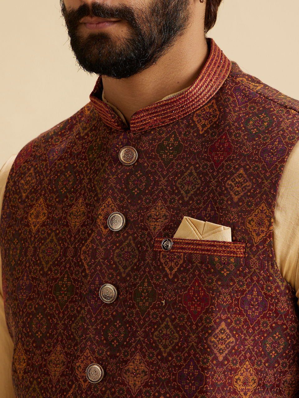 Manyavar Men Maroon Majesty Nehru Jacket