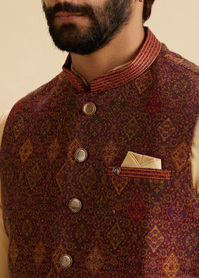 Manyavar Men Maroon Majesty Nehru Jacket